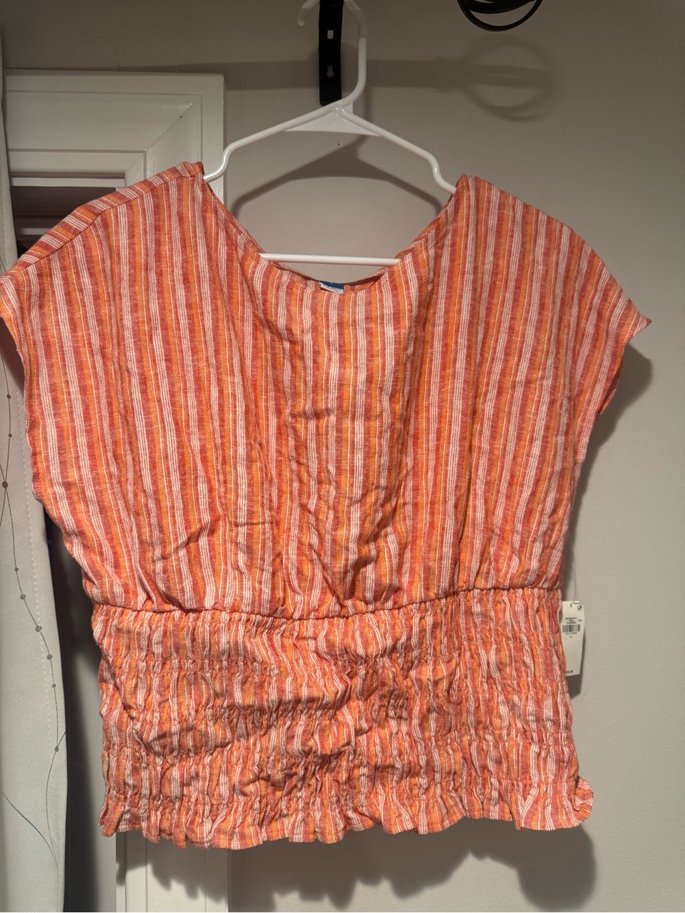 Old Navy Orange and Cream Striped Top size large